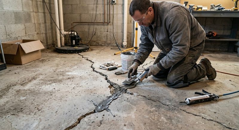 Cracked Basement Floor Repair in Salem, NH