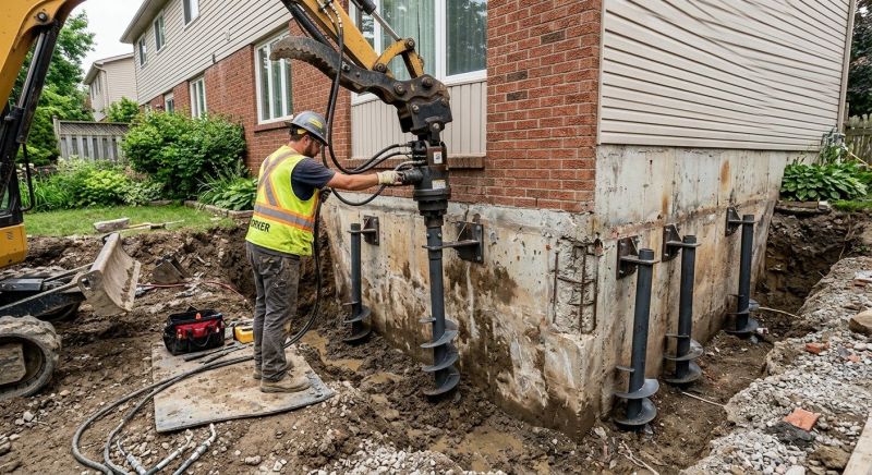 Helical Piers Installation in Salem, NH