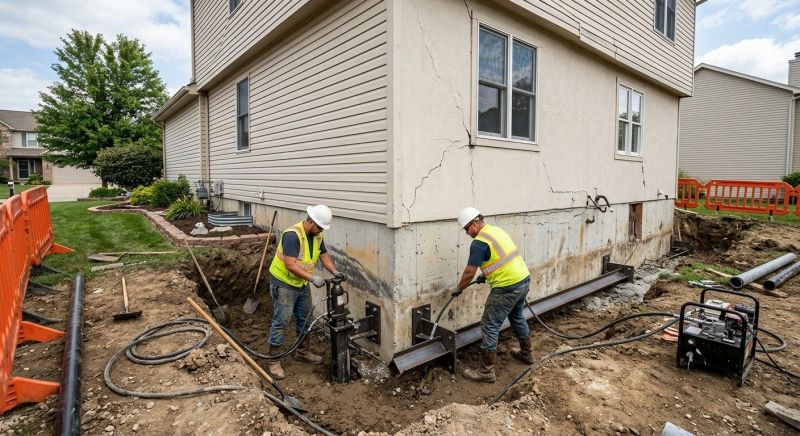Sinking Foundation Repair in Westford, MA